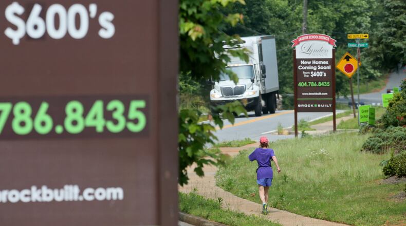 New construction in metro Atlanta has typically been higher priced homes, not “starter” houses for first-time buyers. Here, a development in Cobb County by Brock Built. BOB ANDRES / BANDRES@AJC.COM