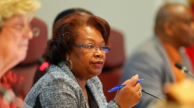 Then-interim Superintendent Luvenia Jackson leads discussion during public comments at the Clayton County School Board meeting on Monday, Feb. 4, 2013, in Jonesboro.     Jackson was later appointed to the post.