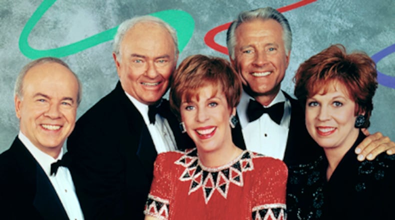 “The Carol Burnett Show - A Reunion,” featured, from left,  Tim Conway, Harvey Korman, Carol Burnett, Lyle Waggoner and Vicki Lawrence. Waggoner died at age 84.