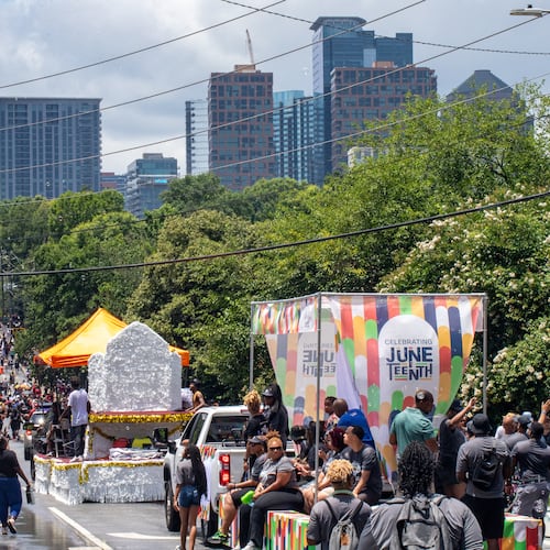 Juneteenth Parade and Music Festival takes place in Atlanta on Saturday, June 14, 2025, beginning at The King Center and ending at Piedmont Park. (Jenni Girtman for The Atlanta Journal-Constitution)
