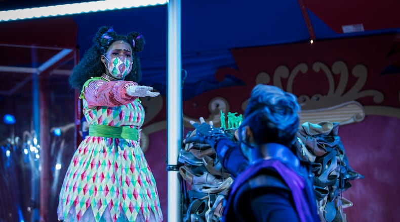 Jasmine Habersham (The Girl) and Brian Vu (The Soldier) rehearsing for "The Kaiser of Atlantis." Courtesy of Rafterman