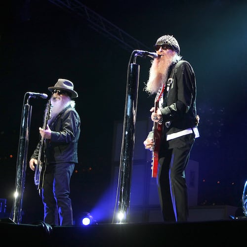FILE - Billy Gibbons, from left, Dusty Hill and Frank Beard of ZZ Top, perform in Monaco on July 5, 2010. (AP Photo/Lionel Cironneau, File)