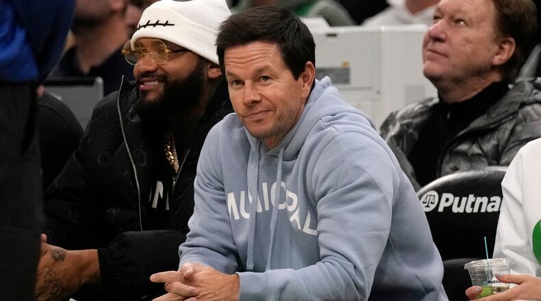 Actor Mark Wahlberg watches the Boston Celtics play against the Indiana Pacers during the first half of an NBA basketball game Wednesday, Nov. 1, 2023, in Boston. (Charles Krupa/AP)