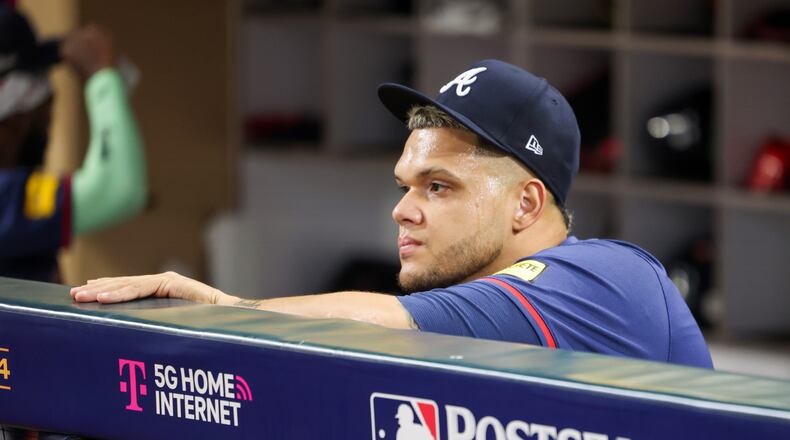 Atlanta Braves pitcher Joe Jimenez missed the 2025 season after undergoing surgery to repair cartilage damage in his left knee. (Jason Getz/AJC 2024)