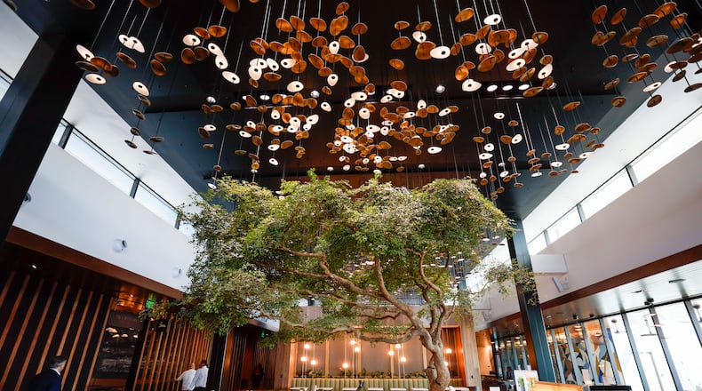 The American Express Centurion Lounge at Hartsfield-Jackson International Airport is the largest Centurion Lounge in the country. Centurion Lounges are open only to AmEx customers who hold certain high-fee credit cards, including the American Express platinum card and Delta SkyMiles Reserve American Express card. The AmEx platinum card has an annual fee of $695, while the fee for the Delta Reserve AmEx just went up to $650 annually.
Miguel Martinez /miguel.martinezjimenez@ajc.com