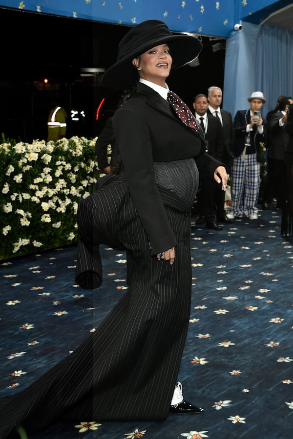 Rihanna attends The Metropolitan Museum of Art's Costume Institute benefit gala celebrating the opening of the "Superfine: Tailoring Black Style" exhibition on Monday, May 5, 2025, in New York. (Photo by Evan Agostini/Invision/AP)