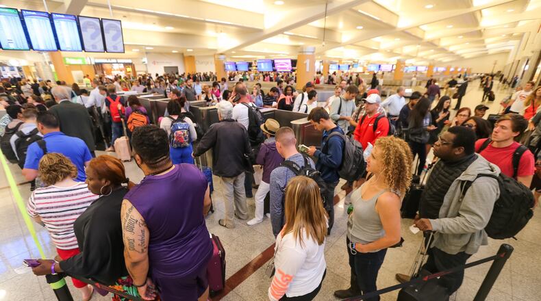 The scene at Hartsfield-Jackson Internationoal Airport Monday.