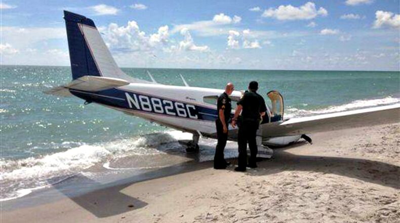 Plane lands on beach