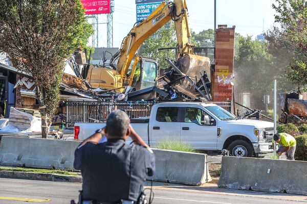 Crews were seen outside the Wendy's restaurant Tuesday morning.