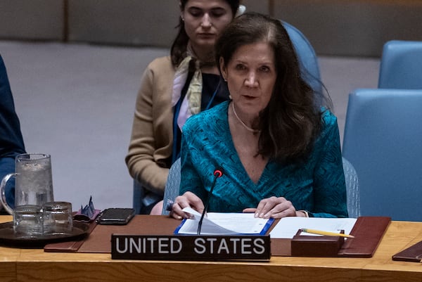 United States' Ambassador and deputy representative to the United Nations Dorothy Camille Shea speaks during a Security Council meeting at the United Nations Headquarters, Tuesday, June 24, 2025. (AP Photo/Yuki Iwamura)
