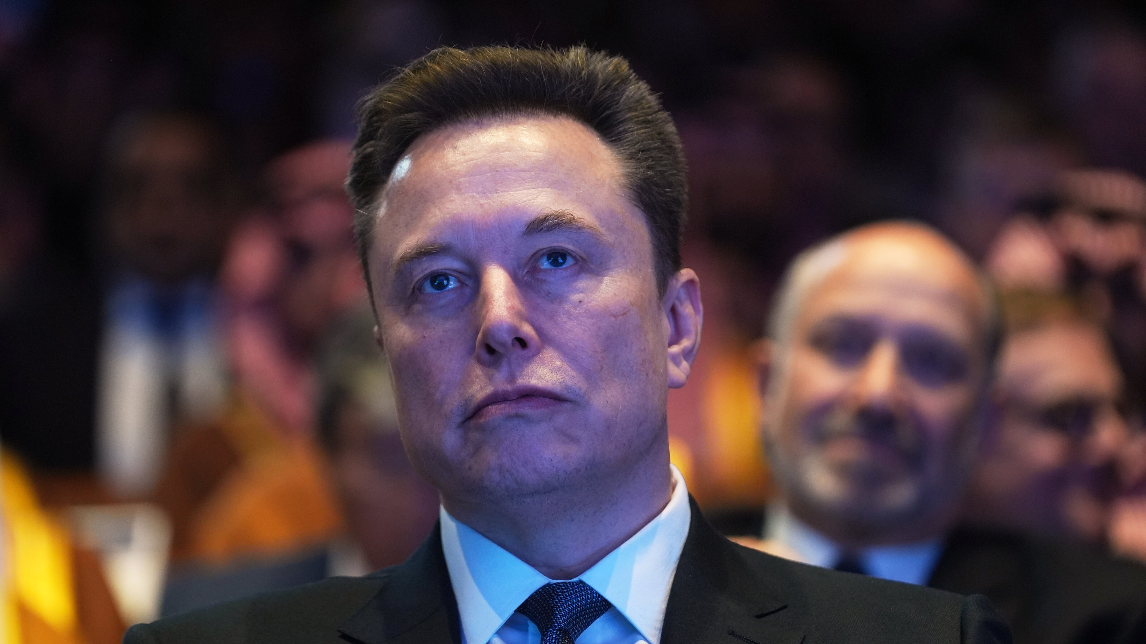 Elon Musk attends the Saudi Investment Forum at the Kennedy Center, Wednesday, Nov. 19, 2025, in Washington. (AP Photo/Evan Vucci)