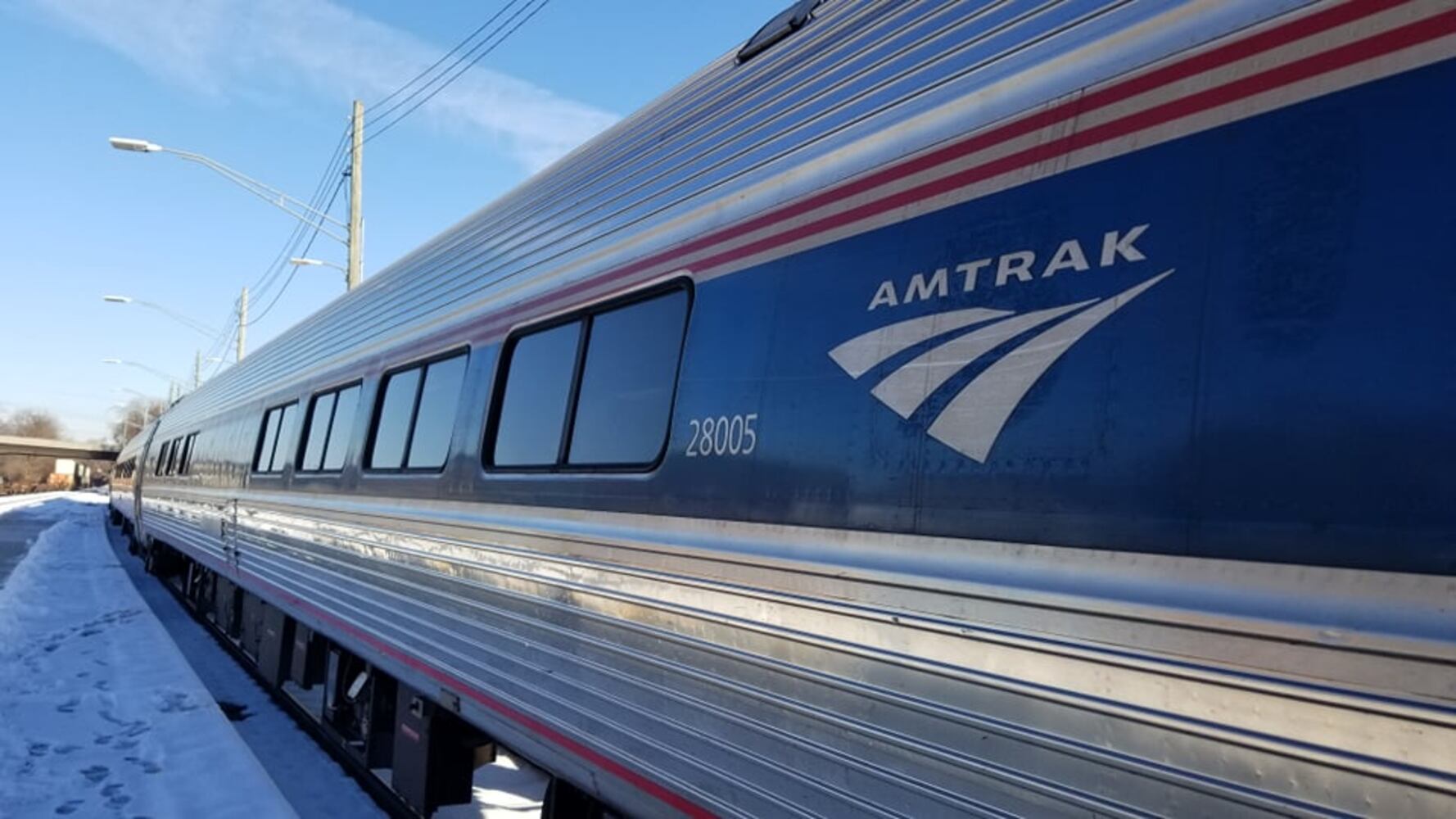 Amtrak train trapped