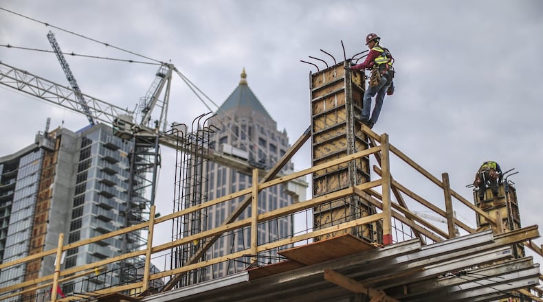 Construction was among sectors that added jobs in Georgia in March. BRANT SANDERLIN/BSANDERLIN@AJC.COM