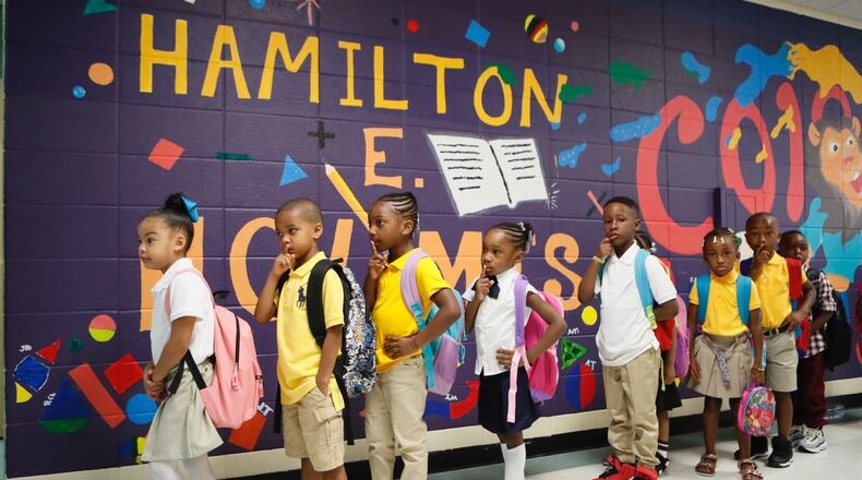 It's the first day of school at Hamilton E. Holmes in East Point and other Fulton County schools.