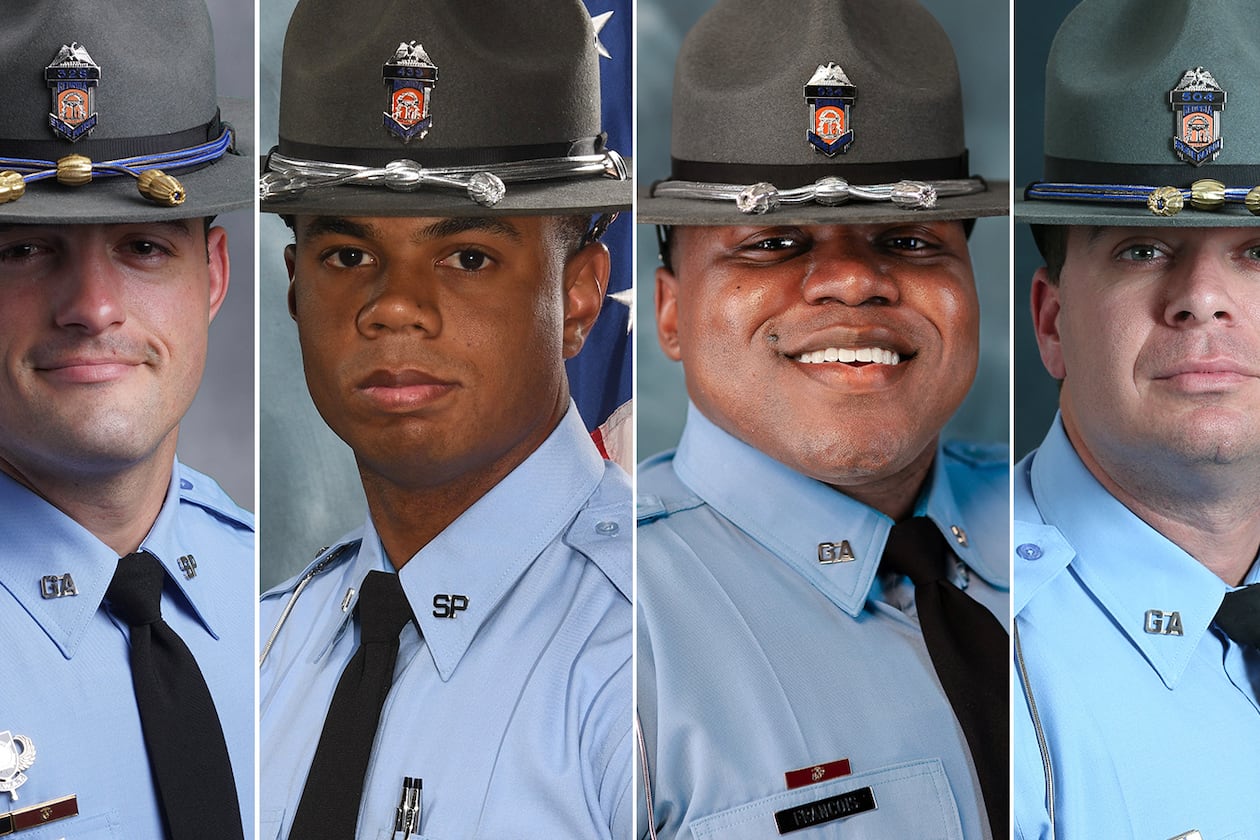 Four former Georgia State Patrol troopers (left to right, Hunter Waters, Tyler Byrd, Isaiah Francois and Joseph Curlee) have been named in a Georgia Department of Public Safety internal investigation that began in January. All four troopers have been fired. (Georgia Dept. of Public Safety)