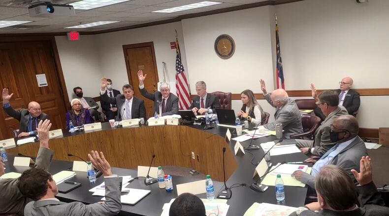 On a party-line vote, with Republicans in favor, a state Senate panel Friday approved maps redrawing the chamber's districts. Maya T. Prabhu/maya.prabhu@ajc.com