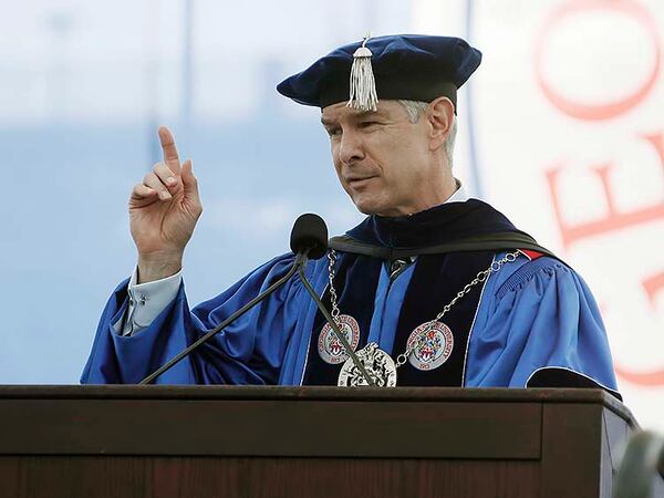 May 9, 2019  - Atlanta - Georgia State President Mark Becker addresses the graduates to begin the ceremony.  Georgia State University is hosting its 104th Commencement Monday, May 6 through Tuesday, May 14 at Panther Stadium in Atlanta.  Six schools held their graduation on Thursday. Bob Andres / bandres@ajc.com
