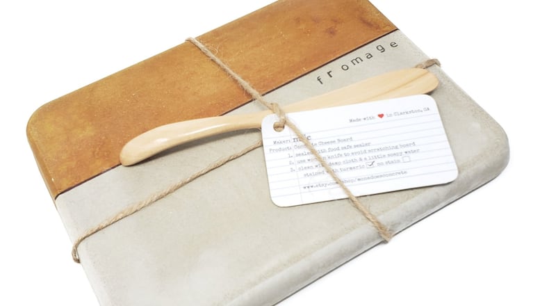Concrete cheeseboard with bamboo knife. CONTRIBUTED