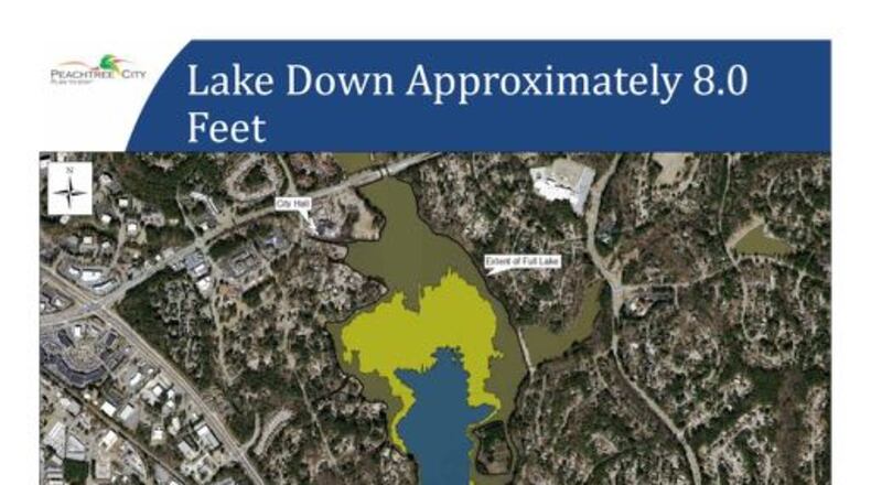 The water level in Lake Peachtree will be lowered eight feet in late August for spillway contruction. Courtesy Peachtree City