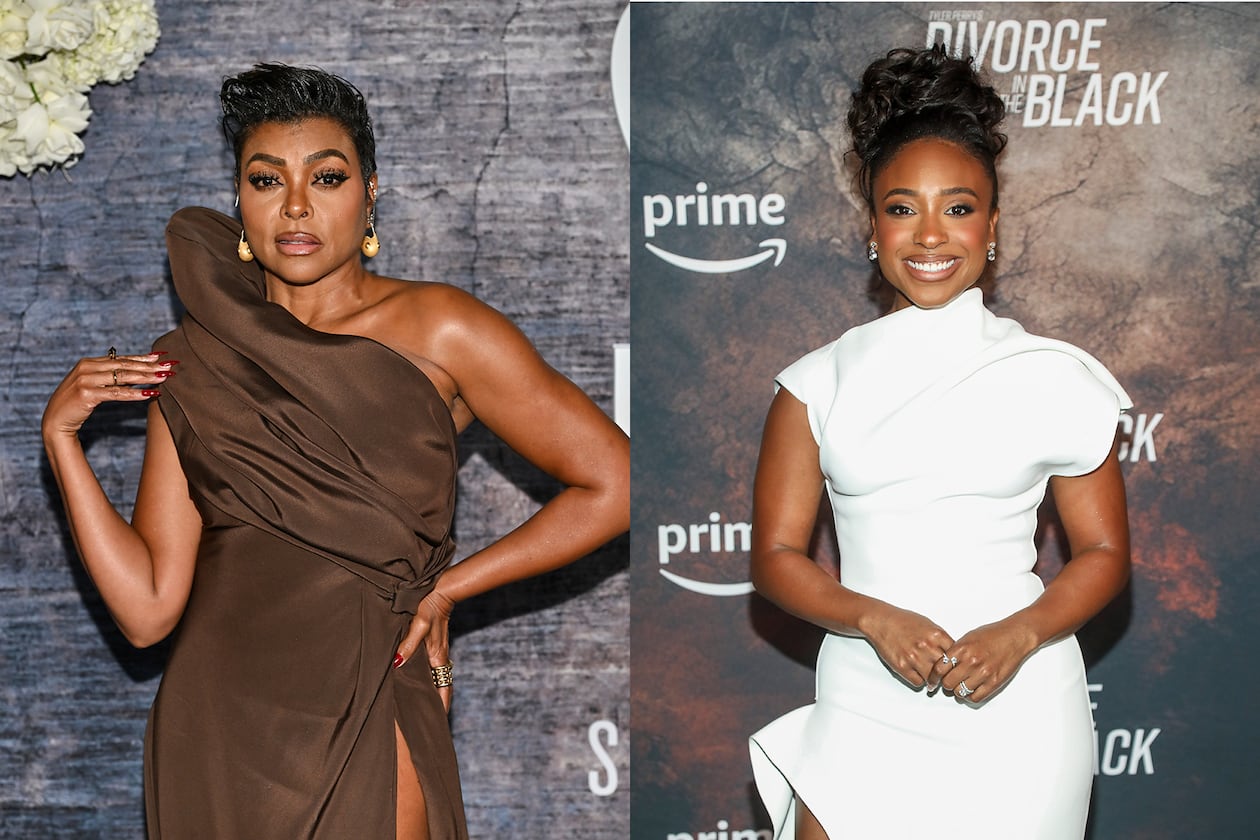 What's filming in Georgia in December includes a faith-based Netflix film "Tis So Sweet," starring Taraji P. Henson (left), and the third season of Netflix's "Tyler Perry's Beauty in Black," starring Taylor Polidore. (Associated Press photos)
