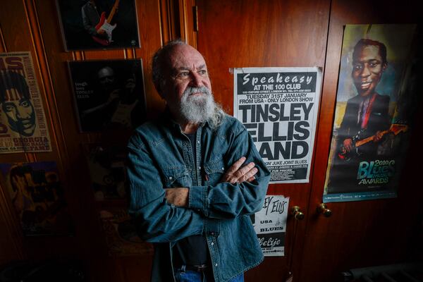 Tinsley Ellis is pictured at his studio on Wednesday, Jan. 21, 2026, in Atlanta. His new album is called "Labor of Love." "Anything involving the arts is probably going to be more of a labor,” he says.    "You do it because you love it." (Miguel Martinez/AJC)