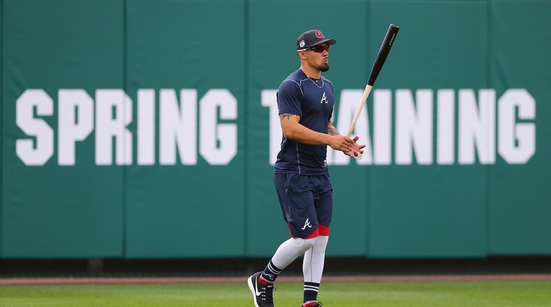 Braves utility man Jace Peterson was among the earliest arriving position players at spring training. The former starting second baseman said he’s ready to play anywhere the Braves need him. (Curtis Compton/ccompton@ajc.com)