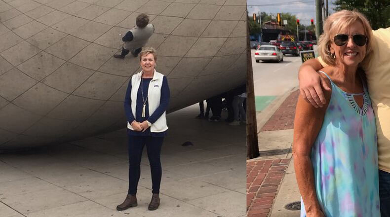 In the photo on the left, taken in 2017, Martha Smith weighed 160 pounds. In the photo on the right, taken this month, she weighed 135 pounds. Photos contributed by Martha Smith