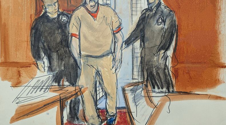 Former Venezuelan President Nicolas Maduro is escorted into a Manhattan federal courtroom, Thursday, March 26, 2026, in New York. (Elizabeth Williams via AP)