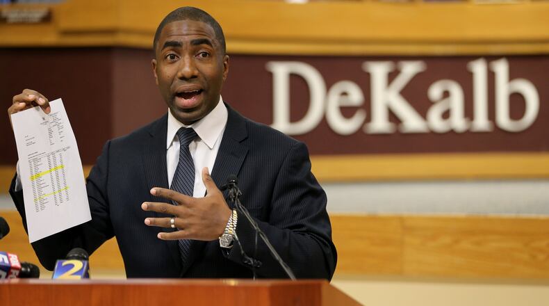 Interim DeKalb CEO Lee May denounced a report on DeKalb corruption at a news conference Wednesday afternoon Sept. 30, 2015. BEN GRAY / BGRAY@AJC.COM