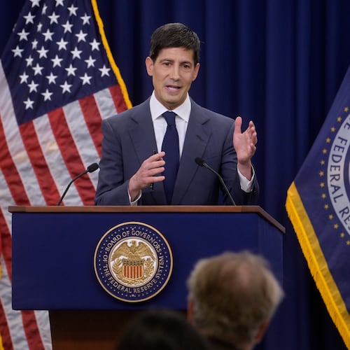 Federal Reserve Chairman Kevin Warsh speaks during a news conference following the Federal Open Market Committee meeting, Wednesday, June 17, 2025, in Washington. (AP Photo/Rod Lamkey, Jr.)