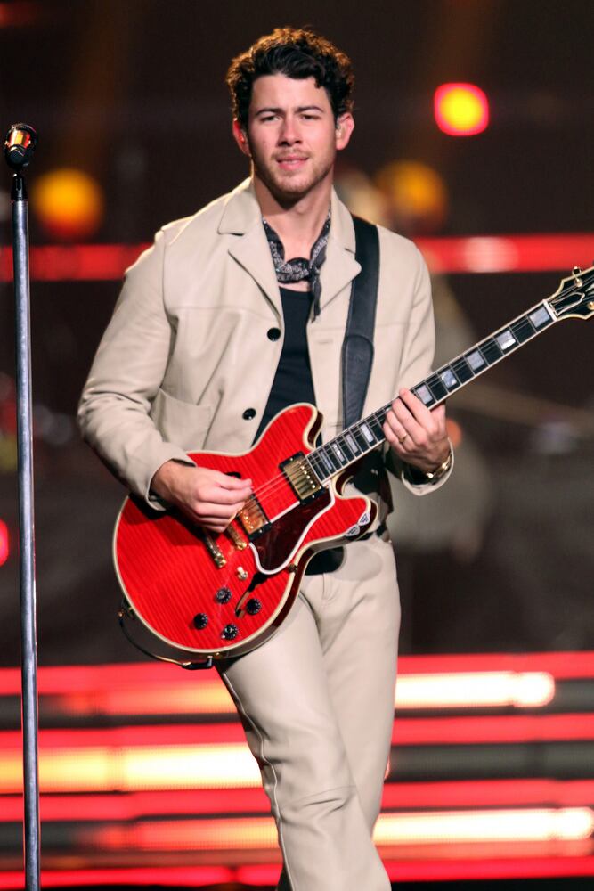 Jonas Brothers perform "Wings" during their sold out show at State Farm Arena on Sunday, October 1, 2023, with Lawrence opening.
Robb Cohen for the Atlanta Journal-Constitution