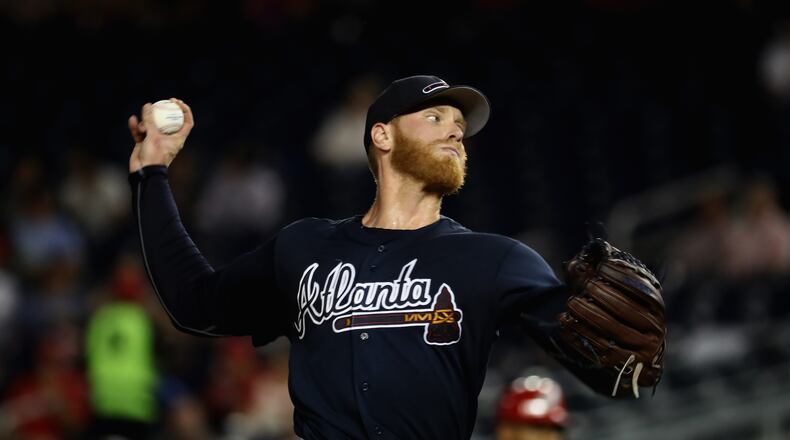 A cut on the tip of his middle finger during a Sept. 14 start likely ended Mike Foltynewicz’s season. If so, he lost each of his last seven starts. (Photo by Rob Carr/Getty Images)
