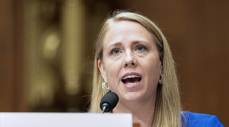 FILE - Andrea Lucas, nominee to be a member of the Equal Employment Opportunity Commission, testifies during a Senate Health, Education, Labor, and Pensions (HELP) Committee hearing, June 18, 2025, on Capitol Hill in Washington. (AP Photo/Mariam Zuhaib, File)