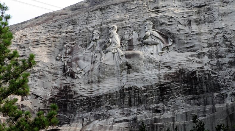 The carving at Stone Mountain depicts three Confederate generals from the Civil War.