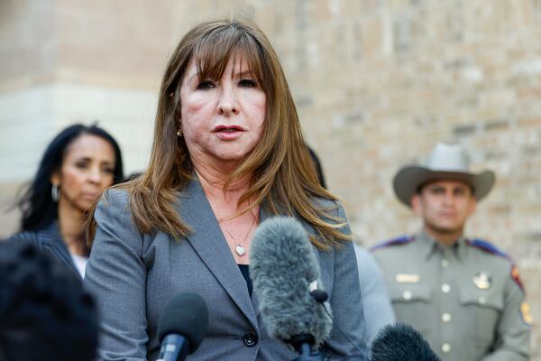 Dallas ISD Superintendent Stephanie Elizalde speaks during a news conference after a shooting at Wilmer-Hutchins High School, Tuesday, April 15, 2025, in Dallas. (Elías Valverde II/The Dallas Morning News via AP)
