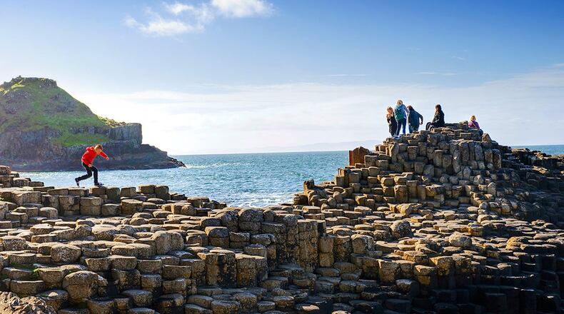 The striking Giant’s Causeway was created by volcanic activity some 50 million to 60 million years ago. The black basalt columns on the edge of the Antrim plateau have inspired the legends of rival Irish and Scottish giants. CONTRIBUTED BY WWW.IRELAND.COM