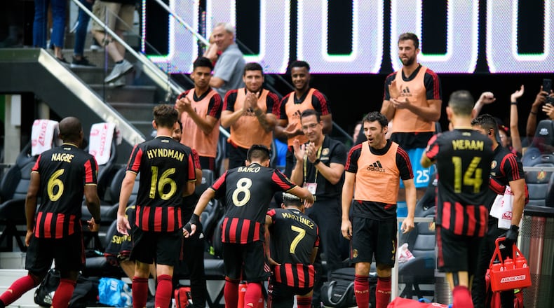 Photos from the match between Atlanta United and New England Revolution at Mercedes-Benz Stadium in Atlanta, Georgia, on Sunday October 6, 2019. (Photo by AJ Reynolds/Atlanta United)