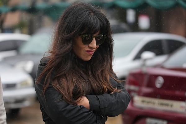 Yanina Maradona, daughter of the late soccer star Diego Maradona, arrives at court for a hearing in the trial of health professionals accused of negligence in his death, in San Isidro on the outskirts of Buenos Aires, Argentina, Tuesday, May 27, 2025. (AP Photo/Gustavo Garello)