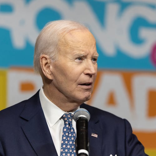 Former President Joe Biden speaks during the Ben Nelson Gala, Friday, Nov. 7, 2025, in Omaha, Neb. (AP Photo/Rebecca S. Gratz)