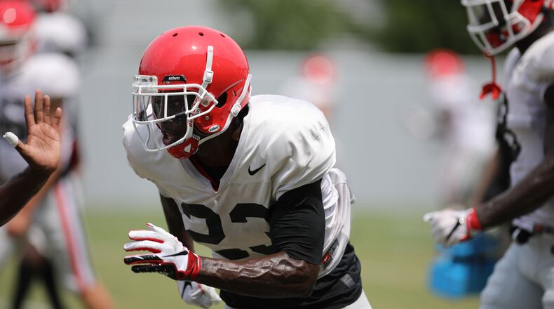 Georgia defensive back Mark Webb (23) during practice Monday on the Woodruff Practice Fields in Athens. (Photo by Chamberlain Smith)
