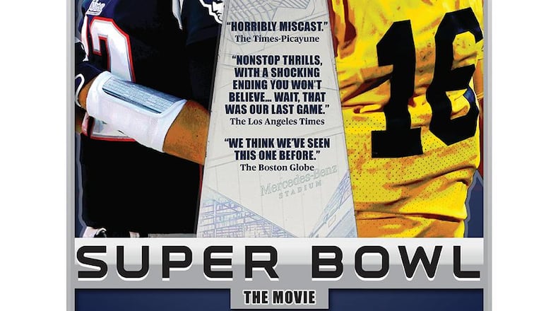 Here's a detail from a special full-page poster included in Sunday's editions of the AJC.  Because a production as mammoth as the Super Bowl deserves its own movie poster. (AJCePaper)