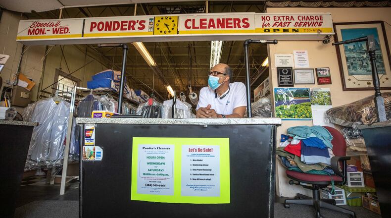 Ponder’s Cleaners owner Roderick Ponder waits for customers in Atlanta on June 13, 2020. BRANDEN CAMP FOR THE ATLANTA JOURNAL-CONSTITUTION