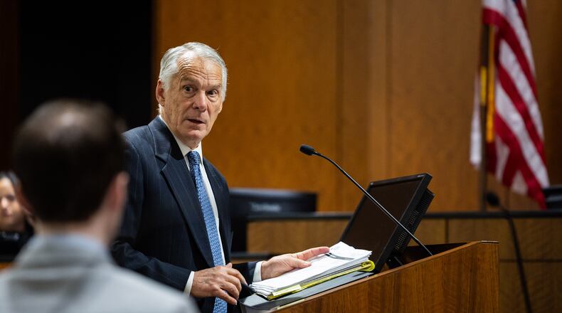 Defense attorney Michael Burt speaks during a preliminary hearing for Tyler Robinson, the Utah man accused of fatally shooting Charlie Kirk, at the 4th District Court in Provo, Utah, Friday, July 10, 2026. (Tess Crowley/The Deseret News via AP, Pool)