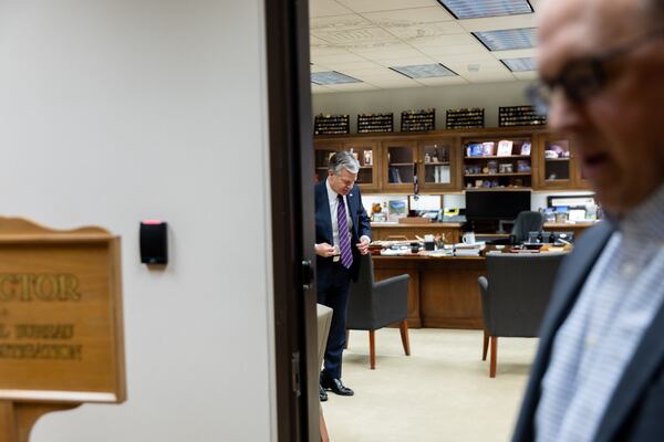 Outgoing FBI Director Christopher Wray leaves his office for an interview with the AJC at the J. Edgar Hoover Building in Washington, D.C., on Sunday, Jan. 12, 2025. Arvin Temkar/AJC