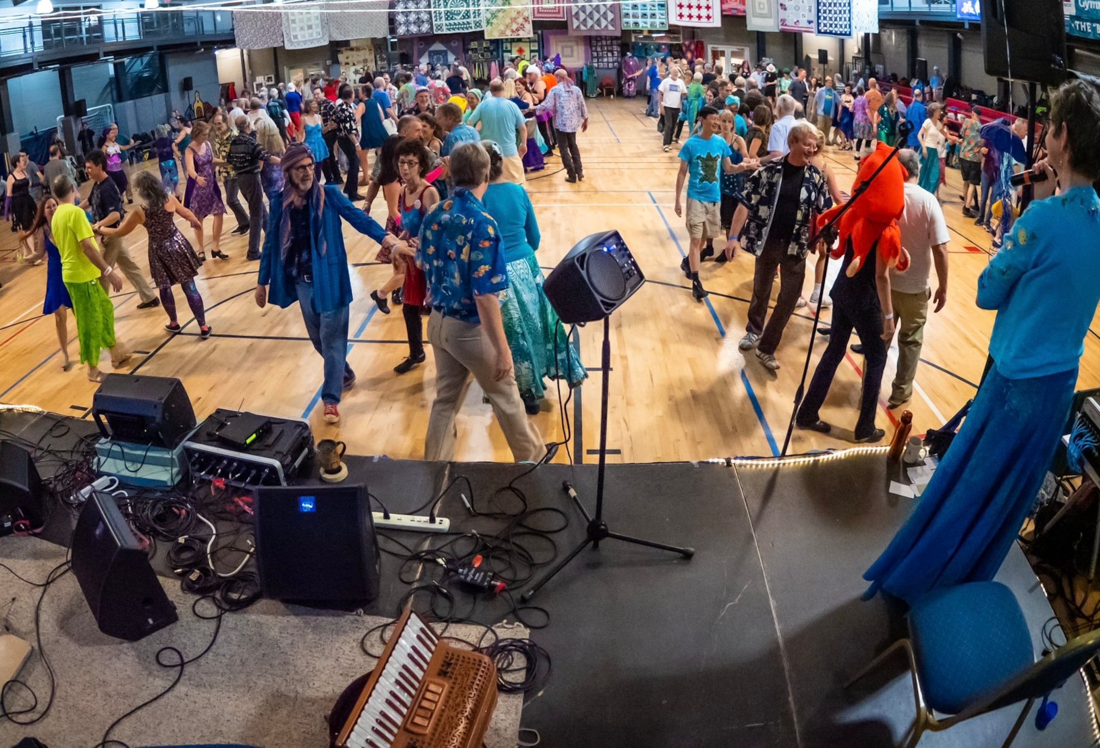 The Decatur Recreation Center is alive with contra dancers during a recent weekend. (Courtesy of Dave Pokorney)