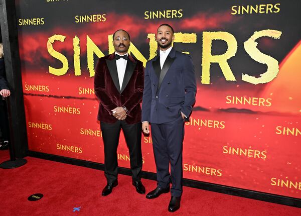 Director Ryan Coogler, left, and actor Michael B. Jordan attend the premiere of "Sinners" at AMC Lincoln Square on Thursday, April 3, 2025, in New York. (Photo by Evan Agostini/Invision/AP)
