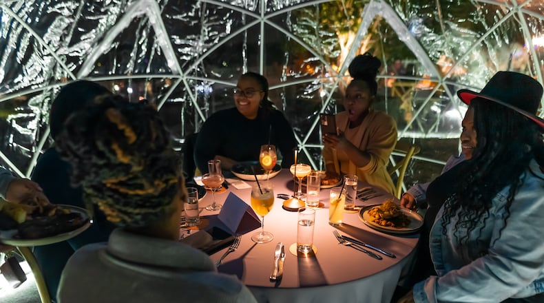 Celebrate the new year with a dinner in one of 9 Mile Station's holiday igloos.