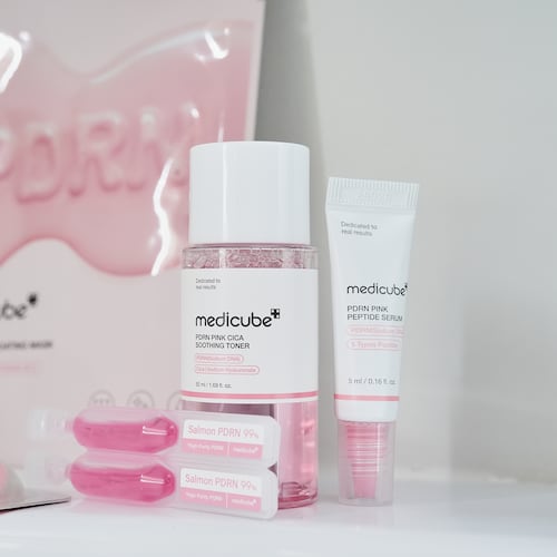 Skincare products made from salmon DNA are displayed Friday, March 6, 2026, in Cincinnati. (AP Photo/Joshua A. Bickel)