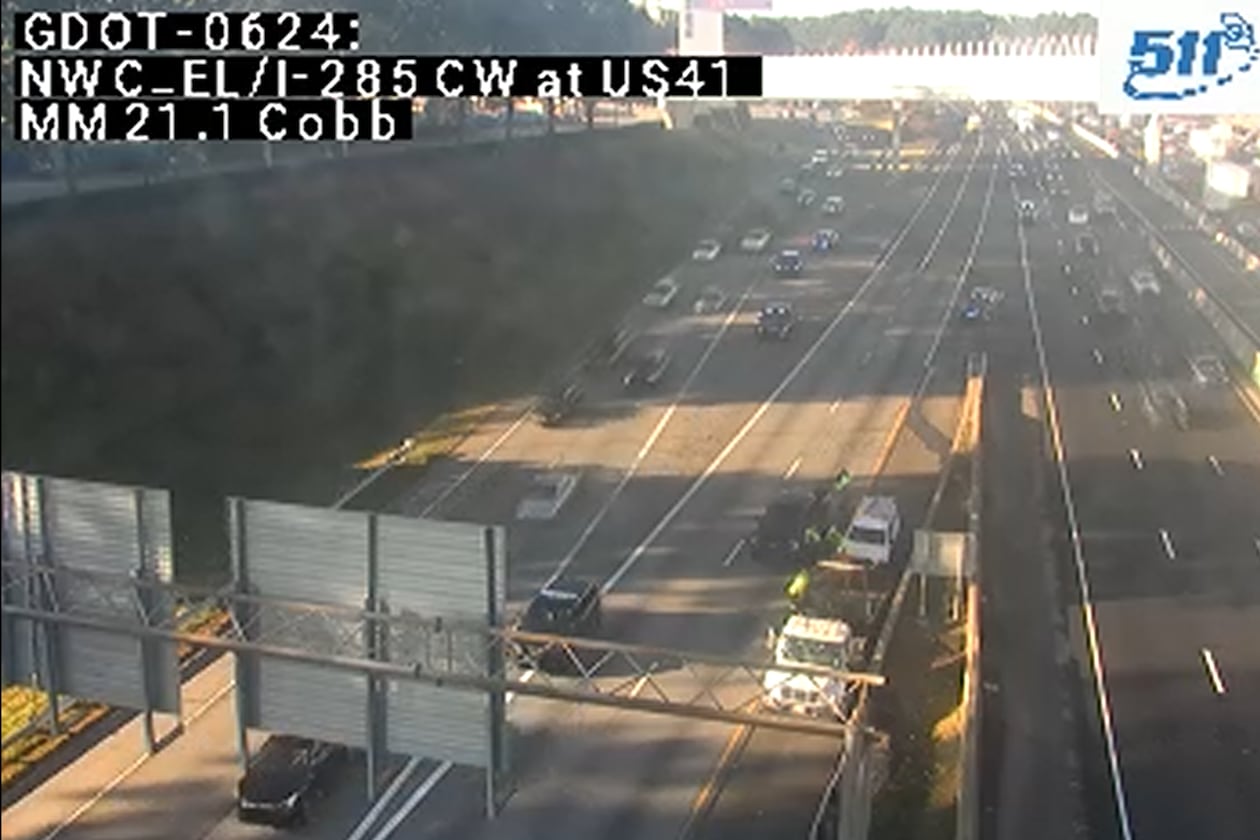 A crash closed the I-285 ramp to I-75 early Tuesday, Nov. 4, 2025. (Georgia Department of Transportation)