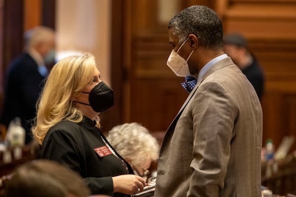 Georgia Rep. Shea Roberts, a Democrat from Atlanta, said it isn't necessary to approve a bill that would require consistent use of forms, signatures and seals as ballots move through the election process. “We’re trying to fix something that doesn’t need a fix,,” she said. (Alyssa Pointer / Alyssa.Pointer@ajc.com)